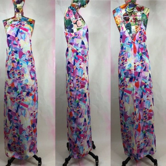 SALE Nasty Gal Crystal Matrix Maxi Dress Open Slit - Picture 2 of 8